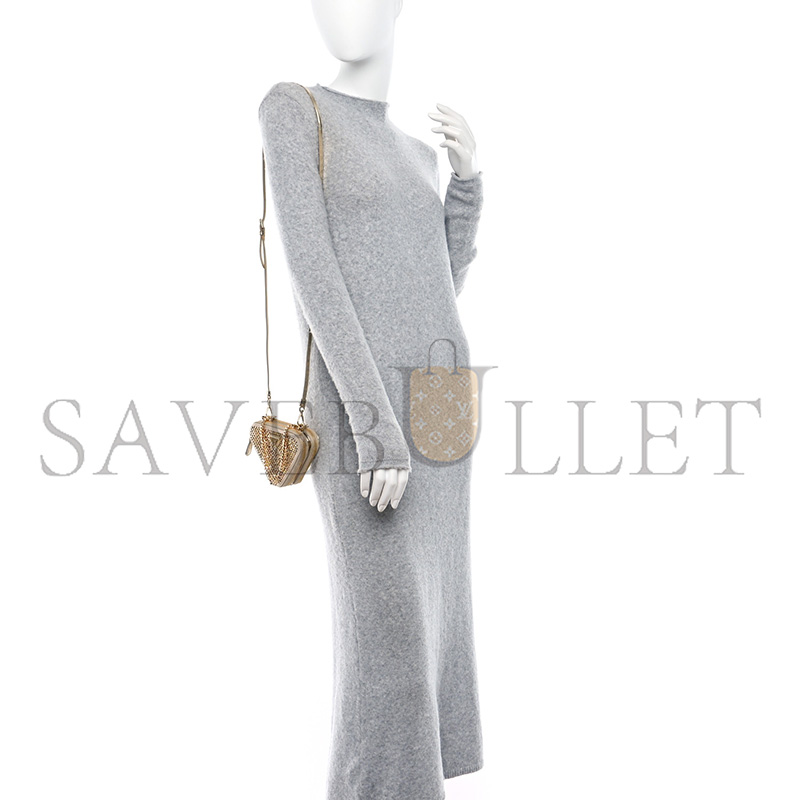 Pra*a satin crystal mini triangle crossbody pouch platino 1nr015 (15*10cm)